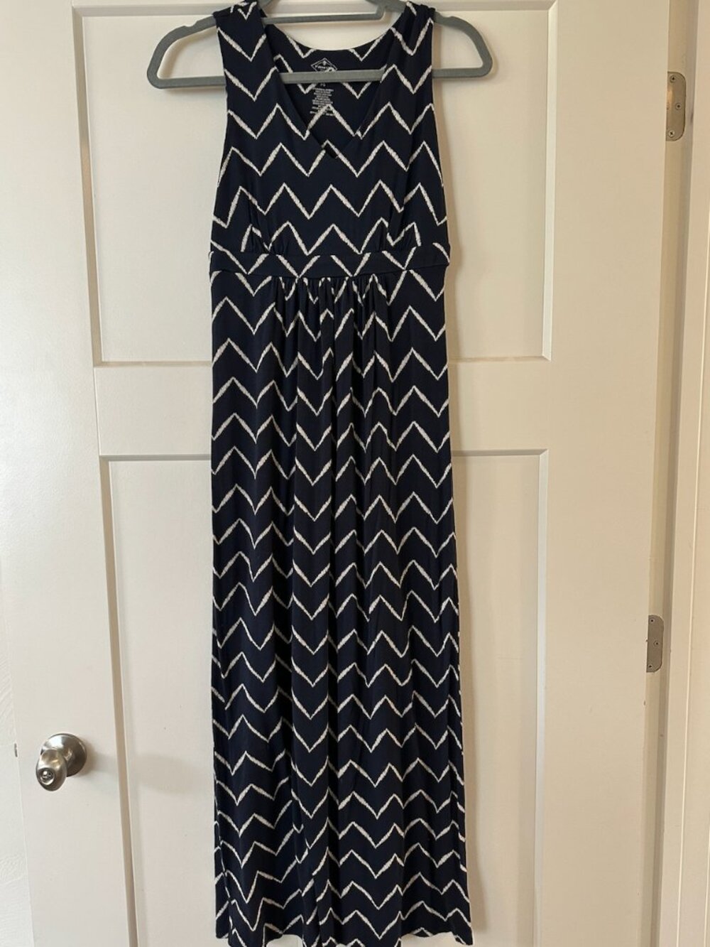 Women's Navy and White Maxi Dress